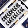 Menaka Magnetic Eyelashes with Eyeliner Kit- 3D Cat-eye Magnetic Lashes Kit with Applicator,Updated 4 Tubes of Magnetic Liner & Natural Look, Reusable, Easy to Apply 10 Pairs