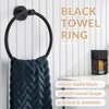 Matte Black Towel Ring, APLusee Hand Towel Holder, Stainless Steel Modern Round Towel Hanger, Bathroom Wall Mounted