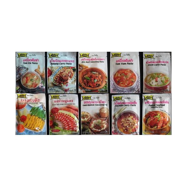 10 Lobo Seasoning Mix Paste & Curry Paste Thai Food Made in Thailand