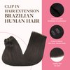 GOO GOO Clip in Hair Extensions Real Human Hair, 22inch 150g 9Pcs, 2 Dark Brown, Remy Human Hair Extensions Clip ins for Women, Natural Human Hair