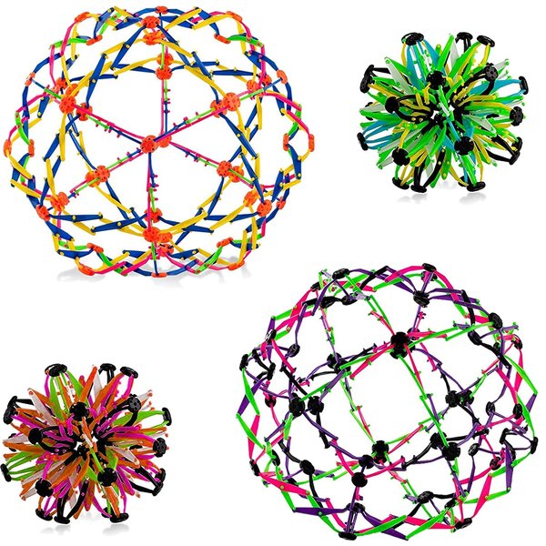4E's Novelty Expandable Breathing Ball Sphere (4 Pack) Toy for Kids Stress Reliever Fidget Toys Colors May Vary for Yoga Anxiety Relaxation Expands from 5.6" to 12"