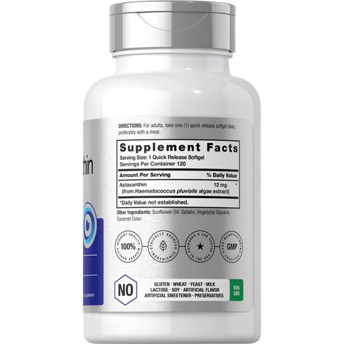 Astaxanthin 12mg | 120 Softgels | Triple Strength | Supplement from Microalgae | Non-GMO & Gluten Free | by Horbaach