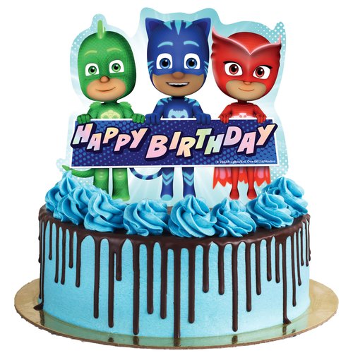 Treasures Gifted Officially Licensed PJ Masks Cake Topper - PJ Masks Birthday Party Supplies - PJ Masks Cake Decorations - PJ Mask Party Decorations - PJ Masks Birthday Decorations