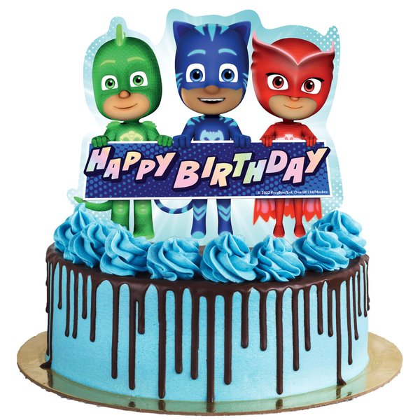 Treasures Gifted Officially Licensed PJ Masks Cake Topper - PJ Masks Birthday Party Supplies - PJ Masks Cake Decorations - PJ Mask Party Decorations - PJ Masks Birthday Decorations