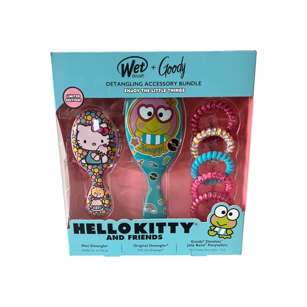 Wet Brush + Goody Detangling Accessory Bundle Hello Kitty Keroppi And Friends Scrunchies Set Kit ,1.0 Count
