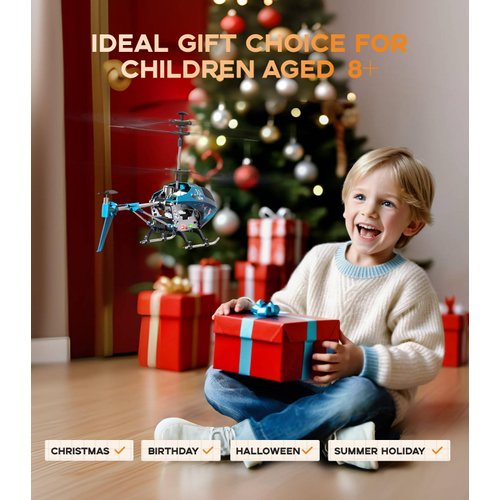SYMA Remote Control Helicopter, S107H-E Aircraft with Altitude Hold, One Key take Off/Landing, 3.5 Channel, Gyro Stabilizer and High &Low Speed, LED Light for Indoor to Fly for Kid and Beginner Blue