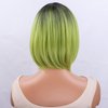 RightOn Green Wig Short Green Bob Wigswith Flat Bangs Synthetic Colorful Wigs for Cosplay Daily Party Wig Cap Included