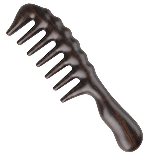 Onedor Handmade 100% Natural Black Sandalwood Hair Combs - Anti-Static Sandalwood Scent Natural Hair Detangler Wooden Comb (Thickening Comb)