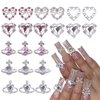 56Pcs Luxury Nail Art Rhinestone, Pink&White Silver Heart Nail Gems Charms, Silver Planet Gems Nail Diamond Rhinestones Jewels Charms for Girl Women DIY Nail Design Craft Jewelry Accessories