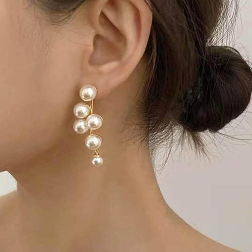 TseanYi Long Pearl Dangle Earrings Vintage Pearl Drop Earrings Gold Pearl Long Tassel Earrings Boho Pearl Tassel Earrings Jewelry for Women and Girls Gifts