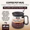 Unique Coffee Mugs for Men and Women - 16 oz Coffee Pot Mug, Funny Coffee Cup for Coffee Lovers. Cute Novelty Flat Bottom Coffee Mug With Handle. Coffee Gifts For Co-workers, Friends, Birthdays, More