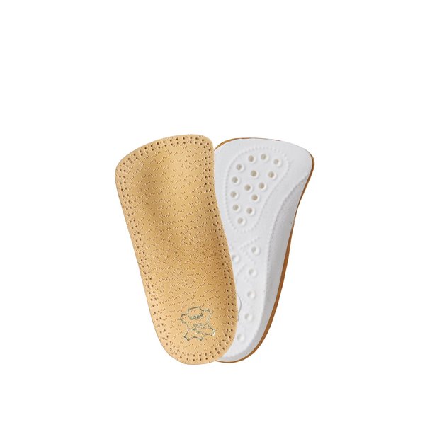 Orthotic 3/4 Leather Insoles Toe-Free with Longitudinal and Metatarsal Arch Support, Kaps Carmen, (Men/US 10)