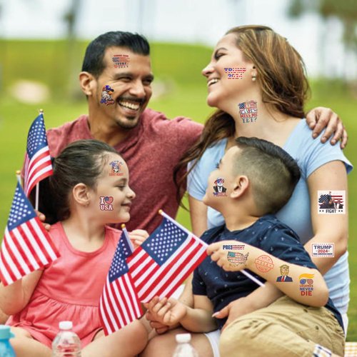 Temporary Tattoos For Party Decorations 2024 US American Tattoos Party Favors Supplies Gift Idea For Boy Girl Kids Adult 4 Sheets 52 Patterns Stickers American Flag Tattoos Decor
