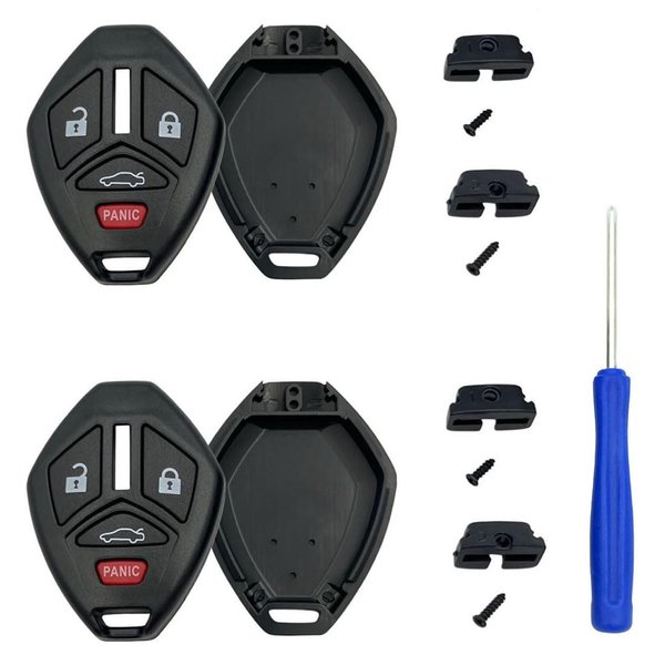 Replacement Keyless Entry Remote Case Cover fits Mitsubishi Eclipse Endeavor Galant Lancer Outlander Key Fob Shell (4 Buttons Pack 2)