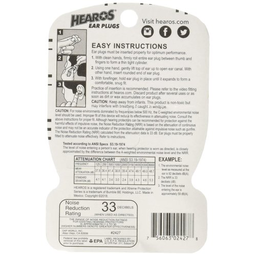 HEAROS Xtreme Protection Series Foam Ear Plugs, 14 Pair (Pack of 3)