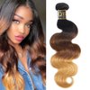 QTHAIR 14A Grade Ombre Body Wave Hair 1Bundle 16" Brazilian Body Wave Weave 100% Human Hair Extensions 3 Tone 1b 4 27 Color Ombre Brazilian Body Wave Hair Bundle