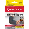 MUELLER Sports Medicine 4-Way Stretch Premium Knit Elbow Compression Sleeve, Thermo Reactive, Elbow Pain Relief Brace for Men and Women, Black/Blue, M/L