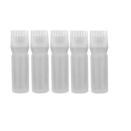 EZPRO USA Empty Hair Comb Applicator 7oz for All Purpose Squeeze Bottle, Pressurized Plastic Comb Color Applicator, Refillable, BPA Free, Hair Treatment, 200ml, Clear, Pack of 4