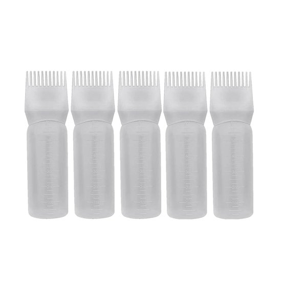 EZPRO USA Empty Hair Comb Applicator 7oz for All Purpose Squeeze Bottle, Pressurized Plastic Comb Color Applicator, Refillable, BPA Free, Hair Treatment, 200ml, Clear, Pack of 4