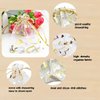 QIANHAILIZZ 100 pcs 3.5 x 4.7 Inch Flower Heart Organza Jewelry Gift Pouch Candy Pouch Drawstring Wedding Favor Bags X92 (A white with gold heart)