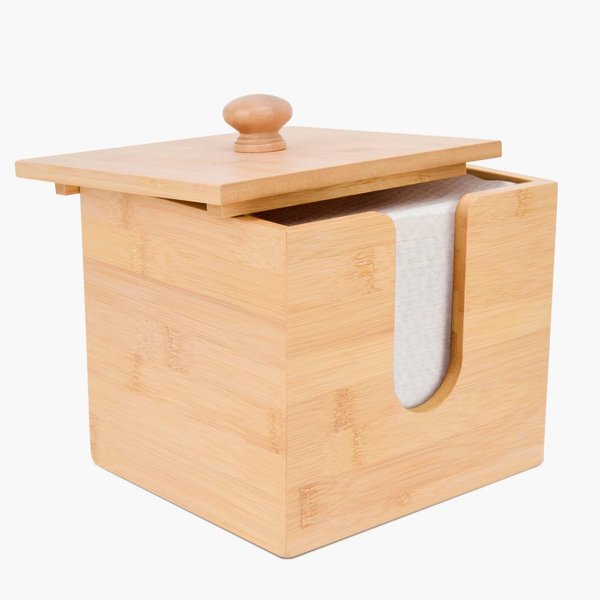 AshKiz Bamboo Box for FaceTowels, Disposable Face Towel Holder, Bamboo Box for Clean Towels XL, Wet and Dry Bamboo Face Towel Storage Box