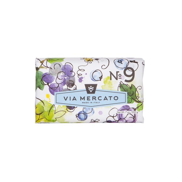 Via Mercato Italian Soap Bar (200 g), No. 9 - Grape, Black Currant & Musk