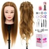 Neverland Beauty Mannequin Head with 60% Real Human Hair, 24 Inch Cosmetology Mannequin Doll Head for Hair Styling, Hairdressing Training Practice Braiding Manikin Head with DIY Hair Styling Set
