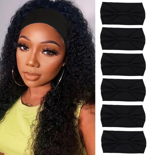XTREND Hairbands, Wide Headbands For Women - Non Slip Fashion Stretch Headband, Boho Head Bands Women's Hair Thin Cloth Headbands Turban, Workout Hairband, Girls Headband, 6 Packs - Black