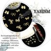 YAEISM Bow Nail Charms Gold 3D Bowknot Nail Bow Charms 70PCS Bow Nail Art Charms Kits with Glue Gel,Tweezer for Nail Art and DIY Crafts Decoration