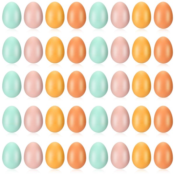 Yeshone 40 Pcs Egg Shakers Musical Instruments Percussion Maracas Egg Easter Basket Plastic Easter Egg Hunt for Preschool Kindergarten DIY Painting Music Dancing, 4 Boho Colors