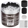 Teenitor Hair Ties Kit, 500pcs Clear Elastic Hair Bands, 30pcs Ponytail Holders Elastic Hair Ties, 30pcs Seamless Thick Black Hair Ties, 20pcs Hair Bobby Pins and 20pcs U Shaped Hair Pins