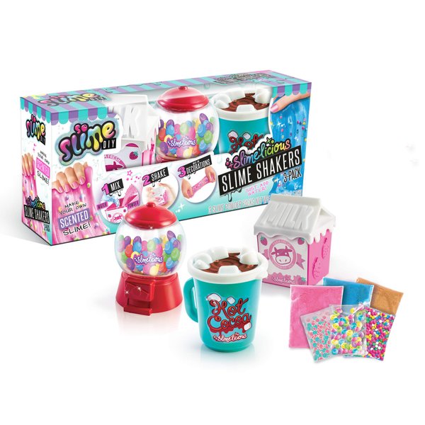 So Slime DIY - Slime'licious Scented Slime 3-Pack – Gumballs, Strawberry Milk & Hot Chocolate Just add Water, Shake and add Decorations to Make Your own Scented Slime
