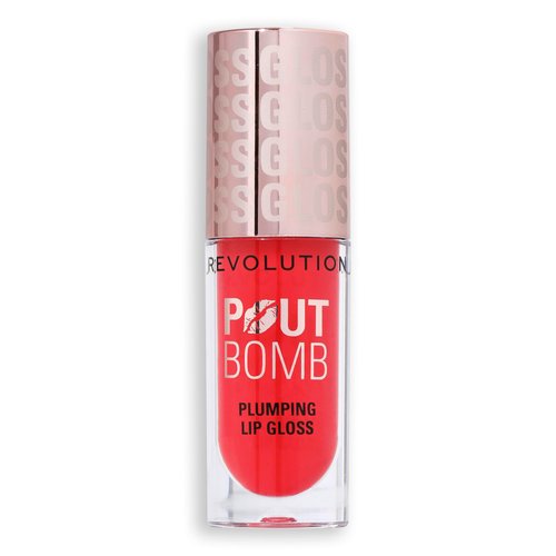 Revolution Beauty, Pout Bomb Plumping Lip Gloss, High-Shine for Glossy, Fuller & Plump Lips with Hyaluronic Acid & Peptides, Vegan & Cruelty-Free, Cherry Sheer Red, 0.15 Fl Oz