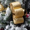Ribbli Gold Glitter Wired Ribbon with Gold Metallic Edge,Christmas Ribbon for Wreath, Tree Decoration, Home Decor, 2-1/2 Inch x 10 Yards