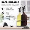 Zeppoli Kitchen Olive Oil Dispenser Bottle Set 5 oz - Stainless Steel Rack 2 Pack - Oil & Vinegar Dispenser Set - 4 Removable Dual Spout, Pouring Funnel - Glass Bottle Set - Cruet, Stainless Steel