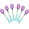 Demitasse Espresso Spoons, Mini Coffee Spoon, Stainless Steel Small Spoons for Dessert, Tea,Set of 6(Rainbow)