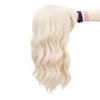 SWACC Short Curly Wavy Bob Wig with Bangs Synthetic Medium Shoulder Length Hair Wig for Women with Wig Cap (Platinum Blonde)