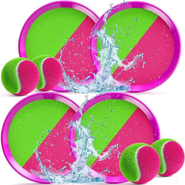 TEMI Outdoor Toys Gifts for 3 4 5 6 7 8 Year Old Kids Boys Girls, Toss and Catch Ball Set with 4 Paddles 4 Balls,Beach Toys Outside Toys Yard Games Outdoor Games for 3 4 5 6 Year Old Boys Girls Kids