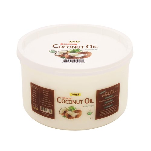 TAHA Coconut Oil, Extra Virgin, All-in-One Nourishment for Hair & Body, Protecting & Moisturizing – Great for Sensitive Skin, Natural Scent, 48 Oz