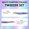 EMEDA 2pcs Eyelash Tweezers, Straight and Curved Volume Tweezers Eyelash Extensions, Fiber Tip Tweezers for Lash Extensions, Stainless Steel Lash Tweezers for Lash Artist and Beginners