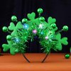 GORTIN Light up St Patrick's Day Headband LED Shamrock Hair Band Green Irish Headband Rave Party Costume Headwear Hair Accessories for Women and Girls