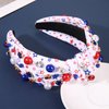 mokkia 4th of July Headband for Women American Flag Star Knotted Headbands Red White and Blue Rhinestone Crystal Top Knot Headbands Patriotic 4th of July Accessories Party Favors (American Flag E)