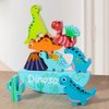 LICRAFT Dinosaur Wooden Stacking Toys for 3 4 5 6 7 8 Year Old Boys Girls Balance Competition Game for Family Birthday Dinosaur Stacking Building Toy for Toddlers