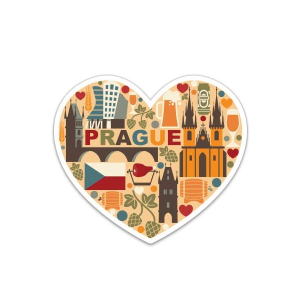 GT Graphics Prague Icon Heart - 8" Vinyl Sticker - for Car Laptop I-Pad - Waterproof Decal