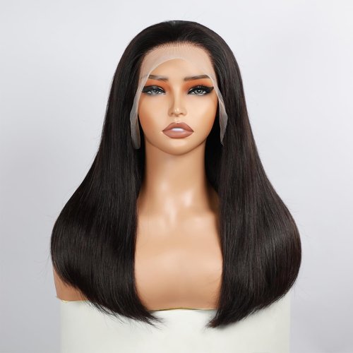 Bob Wig Human Hair 13x4 Hd Lace Front Wigs Human Hair 220 Density Bone Straight Human Hair Wig Blunt Cut Bob Wig Human Hair 100% Unprocessed Virgin Glueless Pre Cut Lace Pre Bleached Tiny Knots 14inch