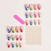 ANDGING Coffin Press on Nails Medium Long Colorful Neon Fake Nails with Glitter Gold Red Floral Design Acrylic Glue on Nails for Wedding Birthday False Nails 24Pcs Women Stick on Nail with Glue QL8IP