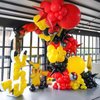 Red Black Yellow Balloons Arch Garland Kit, Cartoon Birthday Party Balloons with Flash Lightning Starburst Mylar Balloons for Cartoon Ball Theme Birthday Baby Shower Party Decor