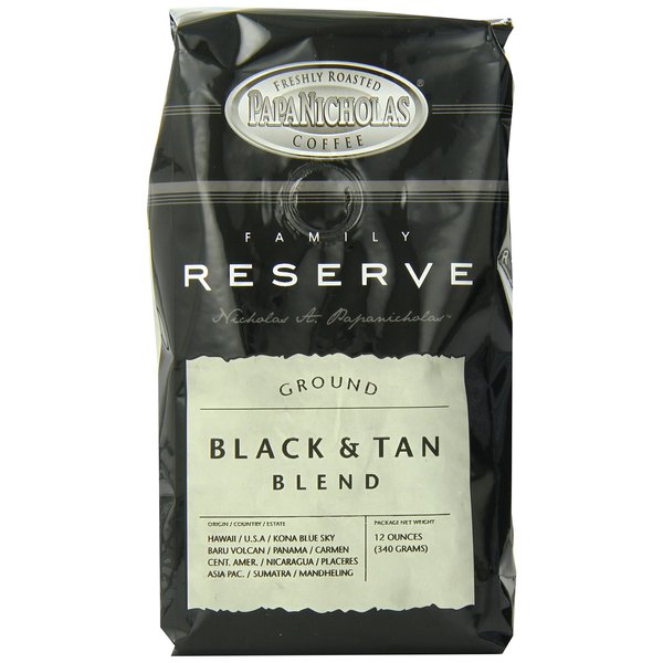PapaNicholas Coffee Ground Coffee, Family Reserve Black and Tan Blend, 12 Ounce