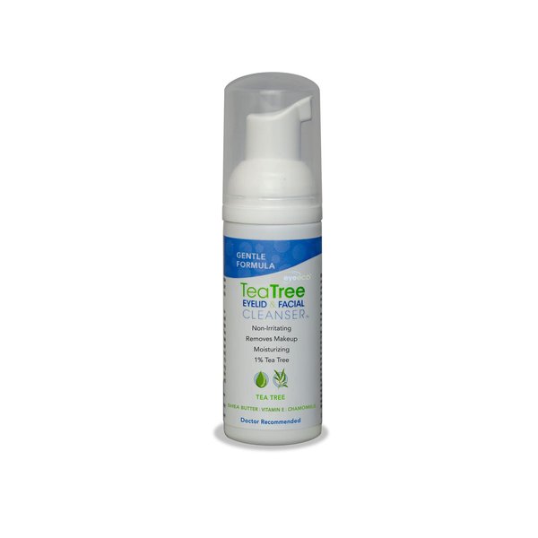 EYEECO Gentle Tea Tree Oil Foaming Facial Cleanser – 1.6oz – Non-Irritating Eyelid Cleanser & Face Wash with Tea Tree, Chamomile & Shea Butter​