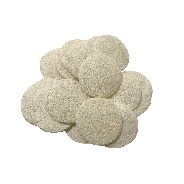 Facial Loofah Pads, 2.36 inches Round Complexion Natural Loofah Facial Discs Exfoliating Facial Loofah Skin Scrub Pack of 20